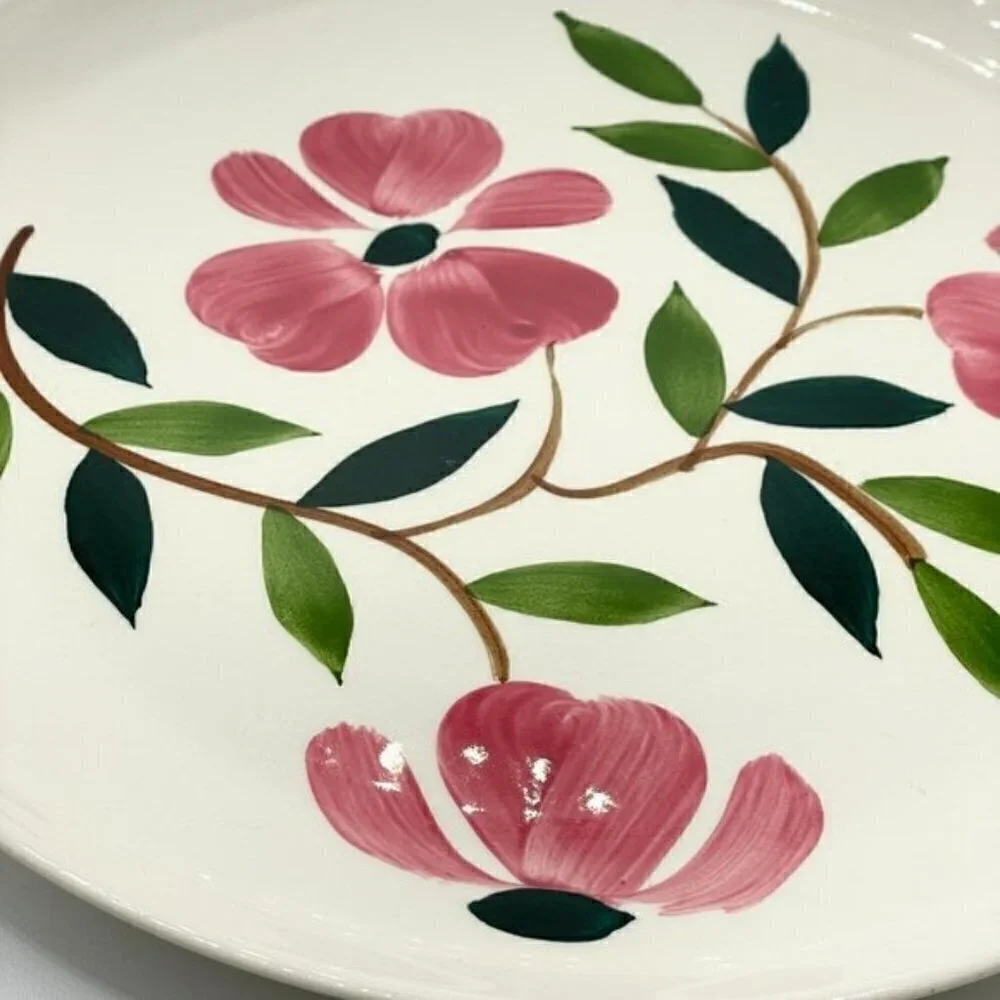 Rio Stetson Vintage Hand Painted Floral Dinner Plate Soup Bowl Set (4 Available)